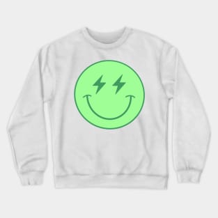 green lightning bolt smiley face Crewneck Sweatshirt